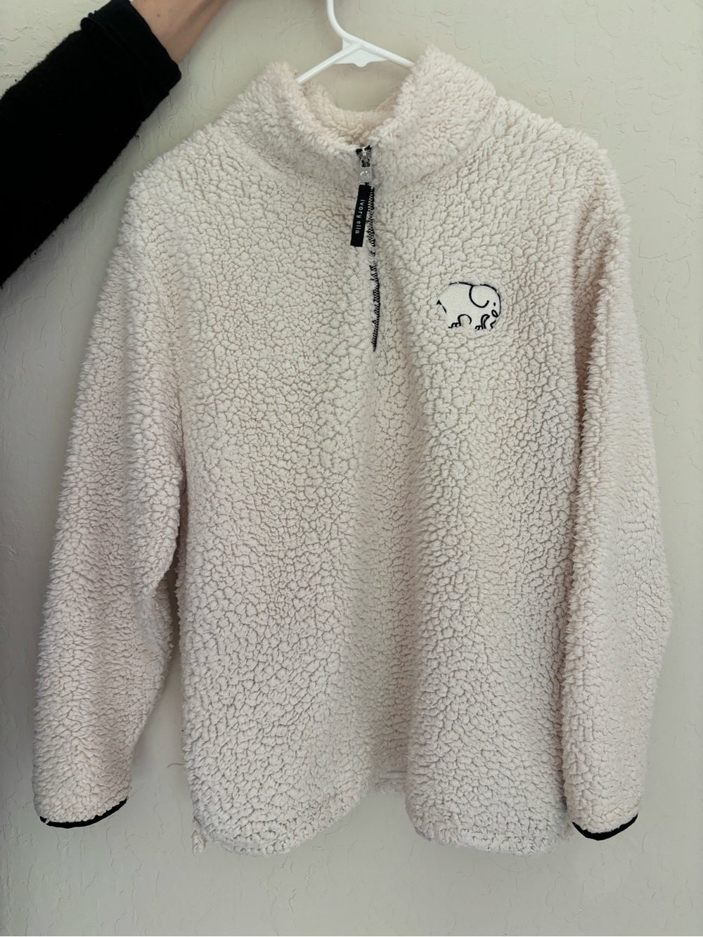 ivory ella Cream Sherpa Quarter-Zip Pullover